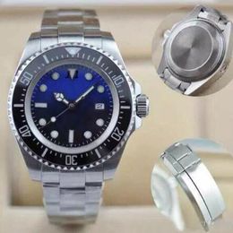 Quadrante nero blu orologio luminoso D-WELLER rotabile cornice in ceramica 44 mm acciaio inox 116660 blso subacqueo automatico da uomo orologi orologi da polso