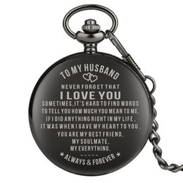 Creative Personalised Design Pocket Watch TO MY Son Dad Husband Men's Quartz Analogue Watches Pendant Chain Xmas Gift reloj de 221l