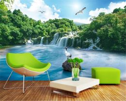 Custom Any Size 3d Wallpaper Forest Waterfall 3D Three-dimensional Mural Landscape Background Wall HD Wallpaper