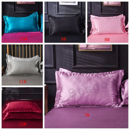 2pcs/set Solid Color Silk Pillow Cases Double Face Pillowcase Summer High Quality Silk Satin Pillow Cover Bedding Supplies DBC BH2849