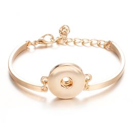 Noosa Chunks Bangle Women Metal Snap Button Bracelets with Clasp Lobster Gold Silver Gun Black Colour Round Charm Jewellery Gift for Girls