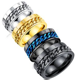 Roman Numerals engagement Rings Spinner Chain Ring 316L Stainless Steel Chain Wholesale Mens Jewellery luxury designer Jewellery women rings