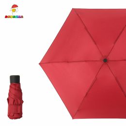 White All-weather Umbrella Five-folded Sunproof Pocket Umbrella Women Anti-UV Lightweight Small Black Gum Sunshade Flat Umbrella