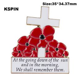 Cross Poppy Flower Lapel Pin Flag Badge Lapel Pins Badges Brooch XY0124