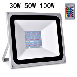 100W 50W 30W RGB LED Floodlight Colour Change With Remote Control Outdoor Spotlight US STOCK