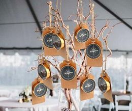 Party Favours for Kids Birthday Compass Gift +Kraft Paper Tags Travel Themed Wedding Gifts Wedding Decoration