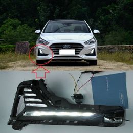 Für Hyundai Sonata 2018 2019 + Scheinwerfer Nebelscheinwerfer weißen LED Tagfahrlicht DRL Nebelscheinwerfer Abdeckung Scheinwerfer LED-Tageslicht