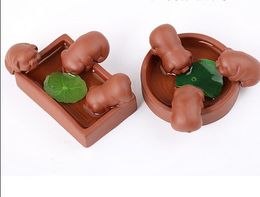 Creative boutique pig drinking water lucky purple sand tea pet ornaments can be tea play tea table accessories jewelry cute