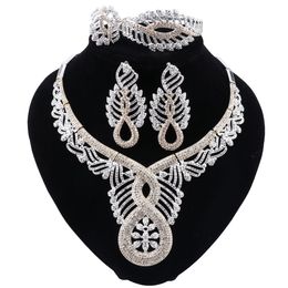 High Quality African Jewelry Fashion Female Wedding Jewelry Gold Accessories Jewelry Necklace Earrings Bracelet Ring Set Jewellery