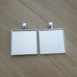 25mm Double Sided Pendant Tray, Shiny Silver Two Sided Pendant Blank, 25mm Square Bezel Tray Setting