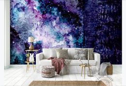 Photo Custom Large 3D Mural Wallpaper Purple Dreamy starry sky atmosphere cosmic black hole KTV background wall Painting