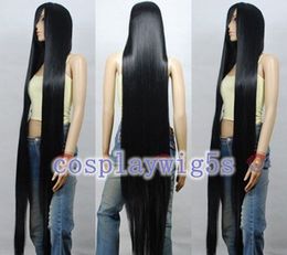 Future Diary Kasugano Tsubaki Fashion black long Cosplay Wig 200cm