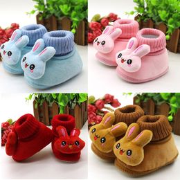 Winter Cute Rabbit Anima Style Baby Boots Fleece Worm Cotton-padded Booties Wholesale 0-18 Month Infant Soft Soled Leather Toddler Shoes