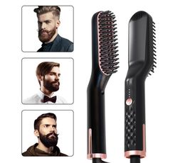 Beard Straightener Hair Straightener Brush Anti Static Ceramic Heating Detangling Faster Straightening Beard Comb For Men