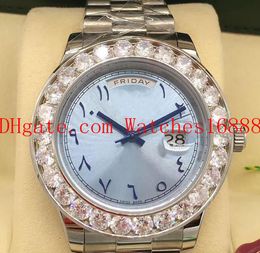 Top Quality Day-Date 40mm 228206 Platinum Limited Edition Ice Blue Roman Dial Big Diamond Bezel Automatic Movement Mens Wrist Watch Watches