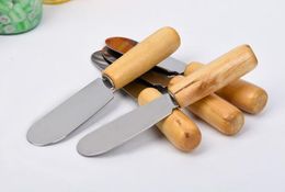 Stainless Steel Cutlery Butter Spatula Wood Butter Knife Cheese Dessert Jam Spreader Breakfast Tool 80pcs