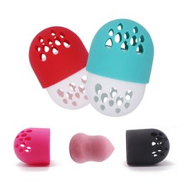 New sale 6 Colours Silicone Makeup Sponge Holder Capsule Shape Drying Box Beauty Egg Storage Cosmetic Puff Display Rack Breathable
