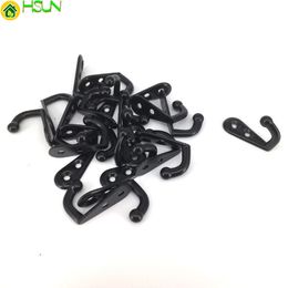 30PCS Black Metal small hooks Decorative wall cabinet hooks Door hanger for clothes hat Key Bag with Screws2771