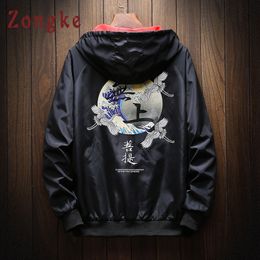 Zongke Japanese Hooded Men Jacket Coat Man Hip Hop Streetwear Men Jacket Coat Japan Style Hooded Bomber Jacket Men Clothes 2018