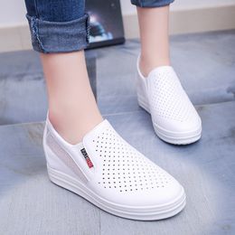 Hot Sale-New Women's Casual Shoes Breathable Cut Out Shoes Woman Hidden Wedges Summer