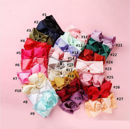 16*8.5CM Girl Nylon headband with Ribbon bow Baby Kids Girl Solid headwear All Season 27colors