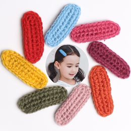 Winter Knitting Hair Clips for Kids Girls Safe Protect BB Clip Barrettes Hairgrip Solid Hair Pins Baby Hair Accessories