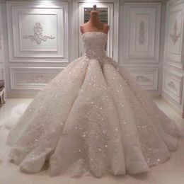 robe de mariee Ball Gown Wedding Dresses Real Images Vestidos Noiva Saudi Arabic Appliques Beaded trouwjurk Backless Plus SIze Bridal Gowns