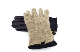 Fashion-2018 winter men's suede pattern leather gloves outdoor warm soft men's wrist gloves black mittens lining real wool