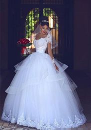 2020 Romantic Saudi Arabic Plus Size Lace Ball Gowns Wedding Dresses scallop Bridal Gowns long sleeves Wedding vestido de novia Abendkleider