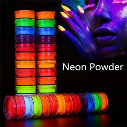 Neon Party Eye Shadow Powder 12 Colours in 1 Set Luminous Eyeshadow Nail Glitter Pigment Fluorescent Powder Manicure Nails Art