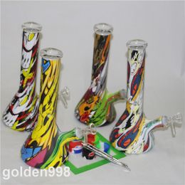 BIG straight 13 inches colorful glass bongs with glass bowl water pipe boro dab rigs glass hand pipes with 14 mm joint