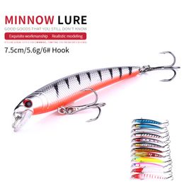 NEWUP 12pcs 7.5cm 5.6g High Quality Minnow Pesca Fishing Lure 3D Eye Bass Topwater Hard bait crankbait wobblers fishing tackle