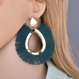 new bohemian chic exaggerated tassel earrings drop alloy fanshaped fringe long retro earrings for women Jewellery gift