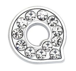 50PCS/lot 8mm Q Silver Slide Letter Full Rhinestones Charms Fit For 8mm DIY leather bracelet phone strips SL0007