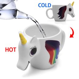 300ML 3D Colour Changing Ceramic Mug Temperature Unicorn Coffee Tea Milk Hot Water Cup Drinkware Colour Novetly Christmas Gift