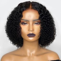 Short 4c afro Bob full Lace Front Human Hair Wigs Remy kinky curly Brazilian For Women Pre Pluck Bleached Knots 130%density diva1