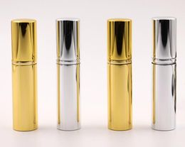 Brilliant Gold Silver 5ml Refillable Portable Mini perfume bottle &Traveler Aluminum Spray Atomizer Empty SN2402