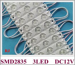 LED light module injection DC12V 74mm x 16mm x 8mm SMD 2835 3 LED 1.5W 200lm with diffuse lens 170 degree beam angle Aluminium PCB