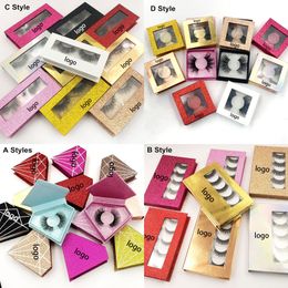 25mm 3D Mink False Eyelashes with Packaging Box Cross Thick 5D Eye Lashes Fake Eyelash Extension Tool 5 Styles Custom LOGO