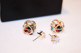 Wholesale- designer cage box double sided Colourful diamond crystal super glittering stud earrings for women girls