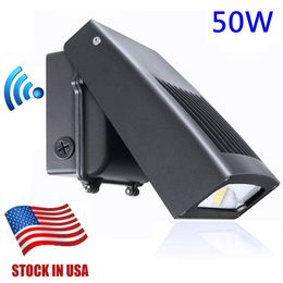 stock in usa 50w led wall pack light with dusktodawn photocell 090adjustable head 5500lm 5000k waterproof outdoor wall lights