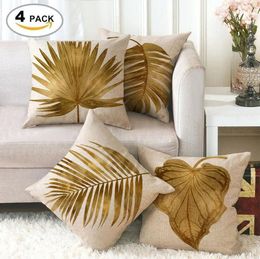 45x45CM Tropical Plants Flowers Cushion Covers Monstera Toucan Linen Pillowcase Palm Green Leaves Decorative Pillow For Car/Sofa