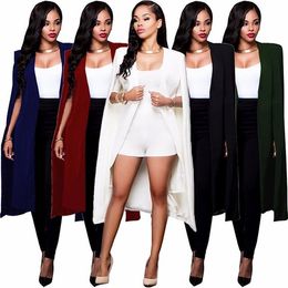 Loneyshow Fashion Cape Coat Blazer Long Cloak Blazer Jackets Black White Personality Women Suit Jackets Plus Size