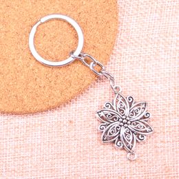 New Keychain 39*28mm flower connector Pendants DIY Men Car Key Chain Ring Holder Keyring Souvenir Jewelry Gift