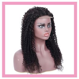 Malaysian Human Hair Virgin Hair 13X4 Lace Front Wigs Kinky Curly Wig Free Part Adjustable Lace Band Curly Wigs