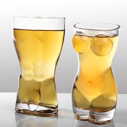 Sexy Lady Men Cup Transparent Woman Man Shape Glass Night Club Beer Whiskey Tail Clear Mug