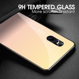 Phone Cases For VIVO V15 Pro Gradient Tempered Glass Hard Soft TPU Silicone Frame Glasses Back Cover