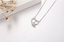 Brand honeybee Heart Pendants diamond Cz Real 925 Sterling silver Wedding Pendant with Necklace for women girl Birthday Gift