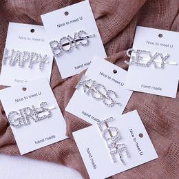 Women Girls Rhinestone Letter Hair Clip Multi Style Bling Bling Letter Barrettes Gift for Love Girlfriend Fashion Hair Accessories