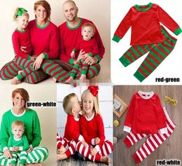 Family Christmas Pyjamas New Year Family Matching Outfit Mother Father Kids Clothes Stripe Printed Pyjamas 2pcs Sets Nighty DHL Freely